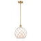 Farmhouse Rope Mini Pendant shown in the Satin Gold finish with a White Glass with White Rope shade