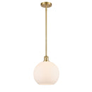 Athens Mini Pendant shown in the Satin Gold finish with a Matte White shade