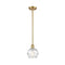 Deco Swirl Mini Pendant shown in the Satin Gold finish with a Clear shade