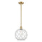 Farmhouse Rope Mini Pendant shown in the Satin Gold finish with a Clear Glass with White Rope shade