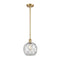 Farmhouse Rope Mini Pendant shown in the Satin Gold finish with a Clear Glass with White Rope shade