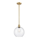 Athens Mini Pendant shown in the Satin Gold finish with a Seedy shade