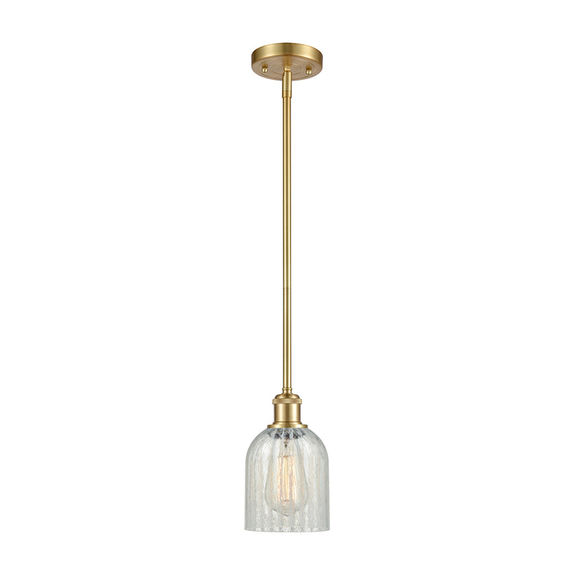 Caledonia Mini Pendant shown in the Satin Gold finish with a Mouchette shade