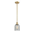 Caledonia Mini Pendant shown in the Satin Gold finish with a Charcoal shade