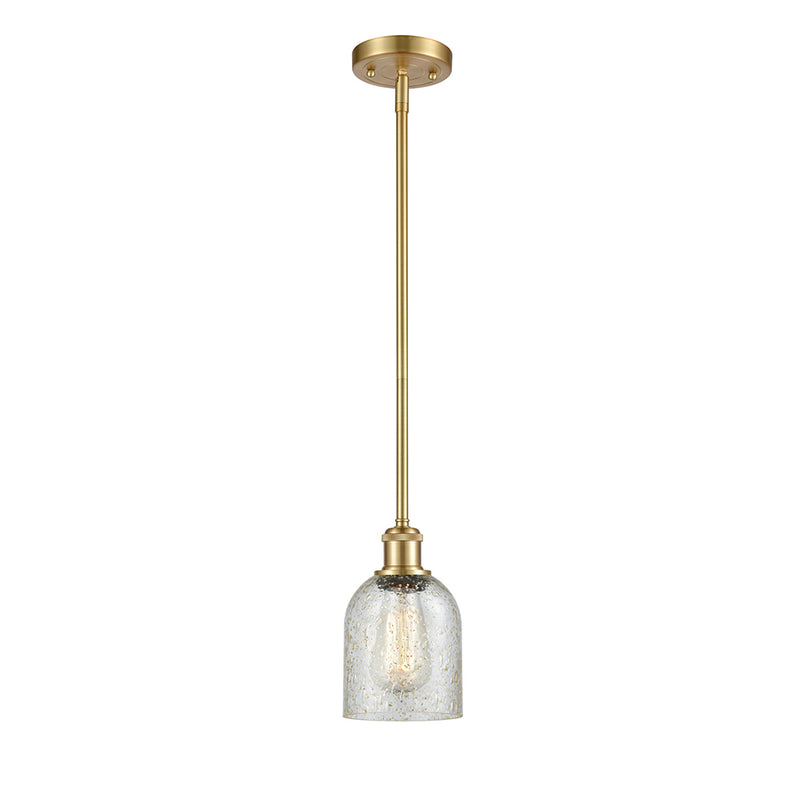 Caledonia Mini Pendant shown in the Satin Gold finish with a Mica shade