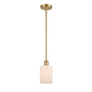 Hadley Mini Pendant shown in the Satin Gold finish with a Matte White shade