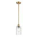 Candor Mini Pendant shown in the Satin Gold finish with a Clear Waterglass shade