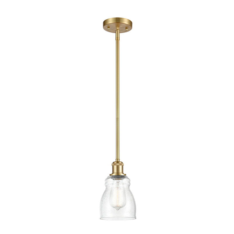 Ellery Mini Pendant shown in the Satin Gold finish with a Seedy shade