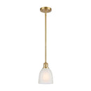 Brookfield Mini Pendant shown in the Satin Gold finish with a White shade