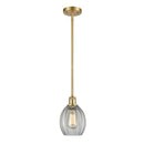 Eaton Mini Pendant shown in the Satin Gold finish with a Clear shade