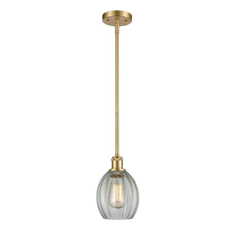 Eaton Mini Pendant shown in the Satin Gold finish with a Clear shade