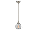 Belfast Mini Pendant shown in the Brushed Satin Nickel finish with a Seedy shade