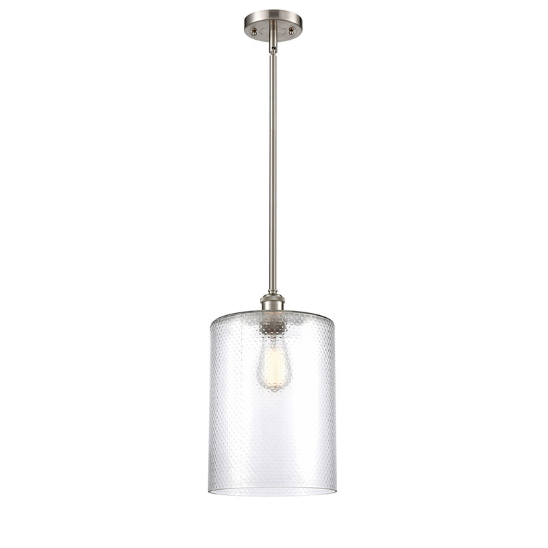 Cobbleskill Mini Pendant shown in the Brushed Satin Nickel finish with a Clear shade