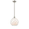 Farmhouse Rope Mini Pendant shown in the Brushed Satin Nickel finish with a White Glass with White Rope shade