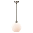 Athens Mini Pendant shown in the Brushed Satin Nickel finish with a Matte White shade