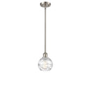 Deco Swirl Mini Pendant shown in the Brushed Satin Nickel finish with a Clear shade