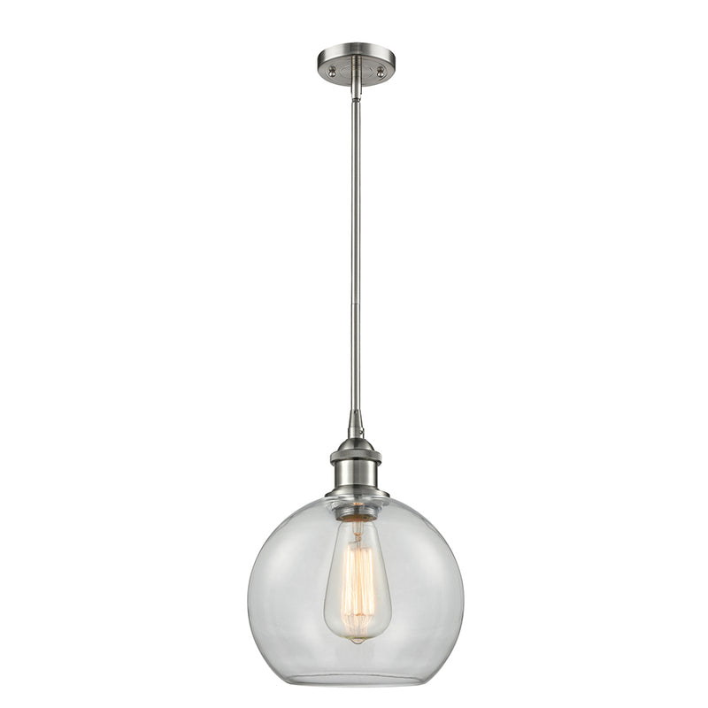 Athens Mini Pendant shown in the Brushed Satin Nickel finish with a Clear shade