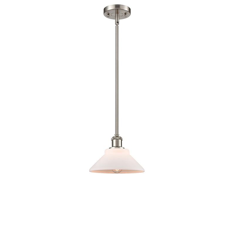 Orwell Mini Pendant shown in the Brushed Satin Nickel finish with a Matte White shade