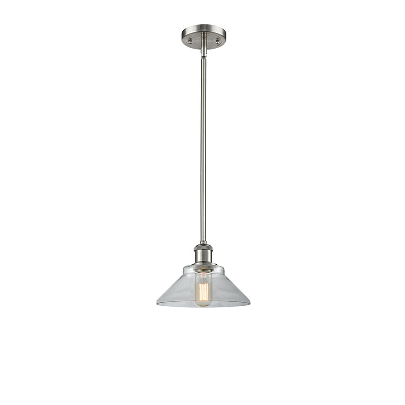 Orwell Mini Pendant shown in the Brushed Satin Nickel finish with a Clear shade