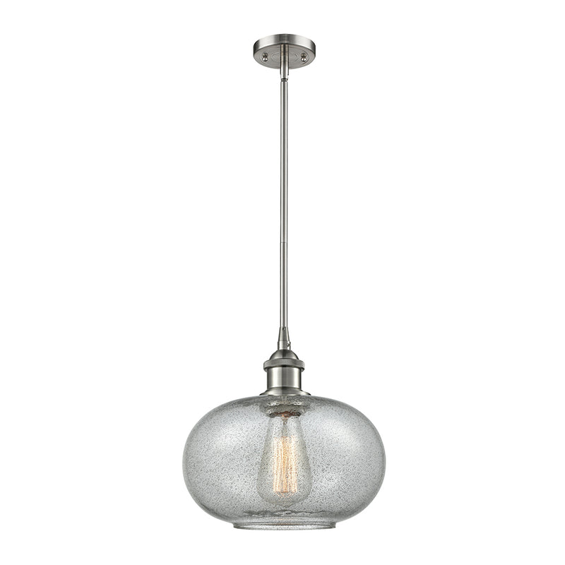 Gorham Mini Pendant shown in the Brushed Satin Nickel finish with a Charcoal shade