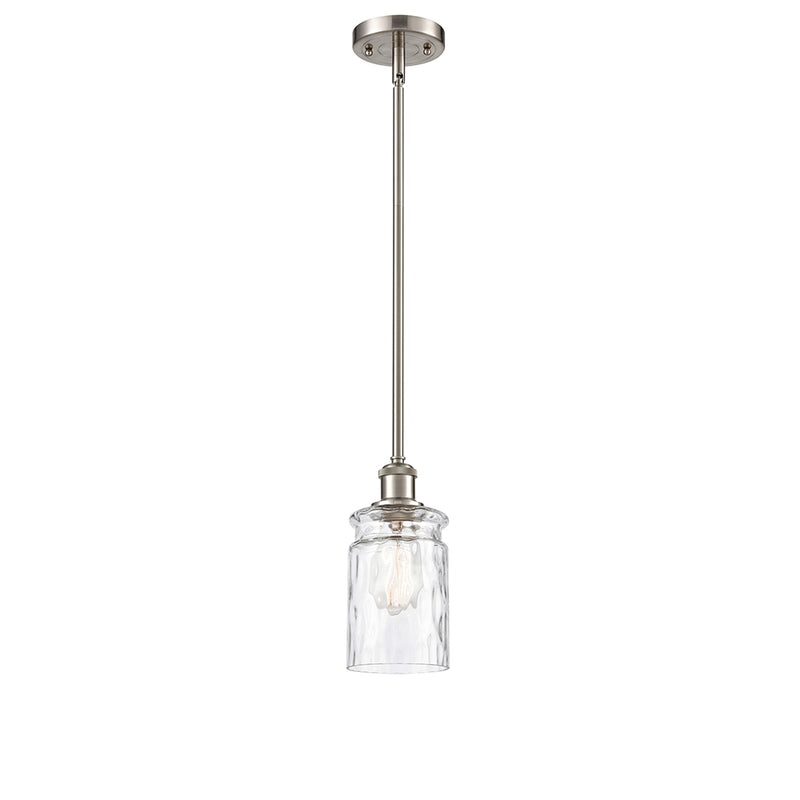 Candor Mini Pendant shown in the Brushed Satin Nickel finish with a Clear Waterglass shade