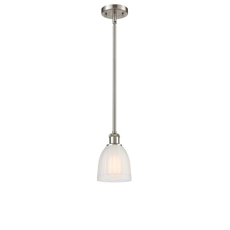 Brookfield Mini Pendant shown in the Brushed Satin Nickel finish with a White shade