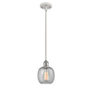 Belfast Mini Pendant shown in the White and Polished Chrome finish with a Seedy shade