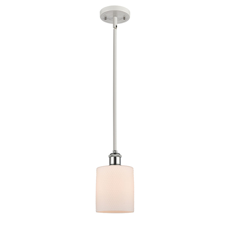 Cobbleskill Mini Pendant shown in the White and Polished Chrome finish with a Matte White shade