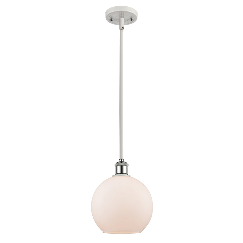 Athens Mini Pendant shown in the White and Polished Chrome finish with a Matte White shade