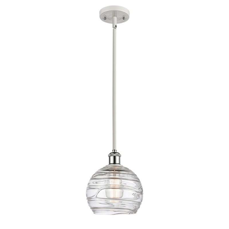 Deco Swirl Mini Pendant shown in the White and Polished Chrome finish with a Clear shade