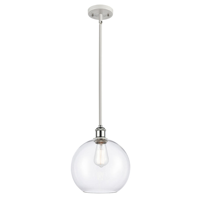 Athens Mini Pendant shown in the White and Polished Chrome finish with a Clear shade