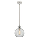 Athens Mini Pendant shown in the White and Polished Chrome finish with a Clear shade