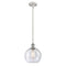 Athens Mini Pendant shown in the White and Polished Chrome finish with a Seedy shade