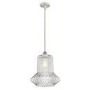 Springwater Mini Pendant shown in the White and Polished Chrome finish with a Clear Spiral Fluted shade