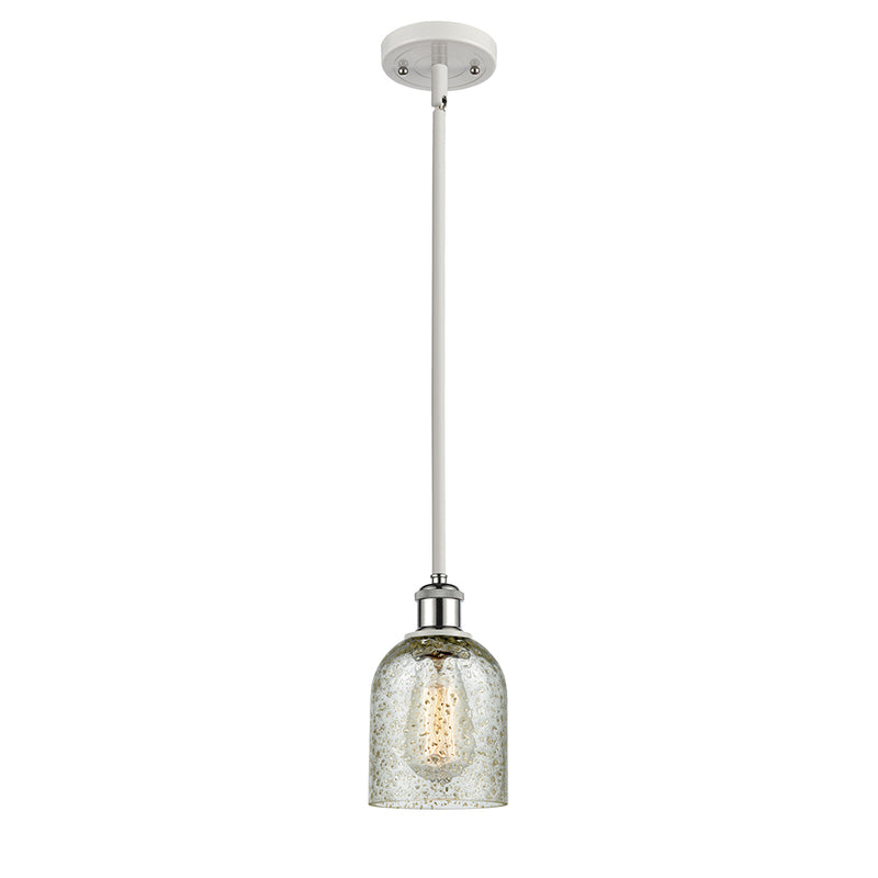 Caledonia Mini Pendant shown in the White and Polished Chrome finish with a Mica shade