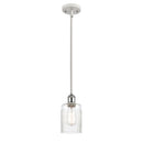 Hadley Mini Pendant shown in the White and Polished Chrome finish with a Clear shade