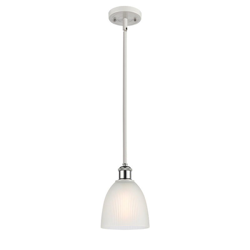 Castile Mini Pendant shown in the White and Polished Chrome finish with a White shade