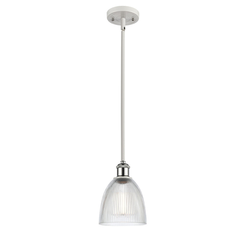 Castile Mini Pendant shown in the White and Polished Chrome finish with a Clear shade