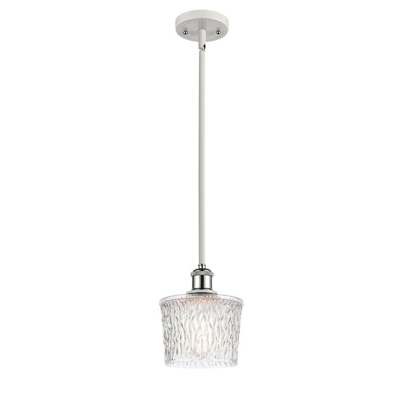 Niagra Mini Pendant shown in the White and Polished Chrome finish with a Clear shade