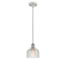 Dayton Mini Pendant shown in the White and Polished Chrome finish with a Clear shade