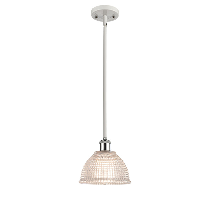 Arietta Mini Pendant shown in the White and Polished Chrome finish with a Clear shade