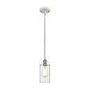 Clymer Mini Pendant shown in the White and Polished Chrome finish with a Clear shade