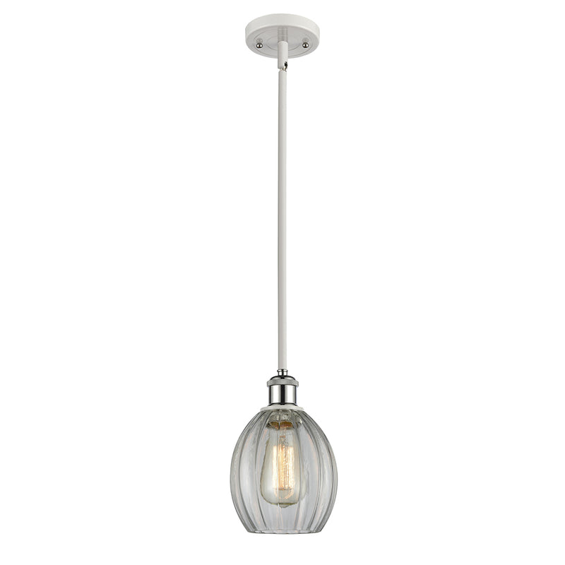 Eaton Mini Pendant shown in the White and Polished Chrome finish with a Clear shade