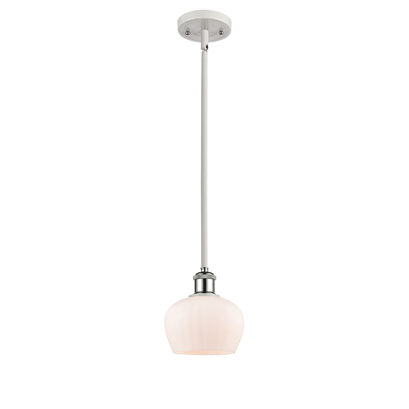 Fenton Mini Pendant shown in the White and Polished Chrome finish with a Matte White shade