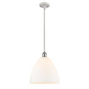 Ballston Dome Mini Pendant shown in the White and Polished Chrome finish with a Matte White shade