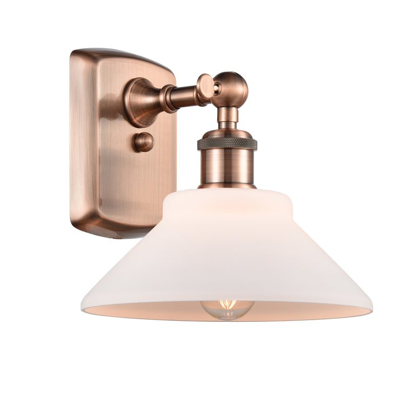 Orwell Sconce shown in the Antique Copper finish with a Matte White shade