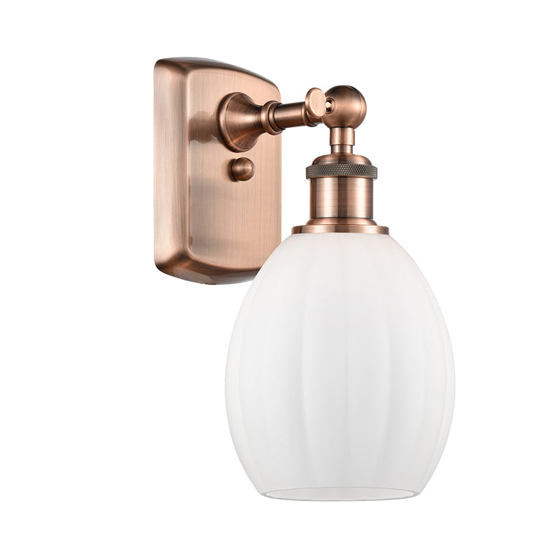 Eaton Sconce shown in the Antique Copper finish with a Matte White shade