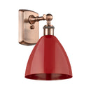 Plymouth Dome Sconce shown in the Antique Copper finish with a Red shade