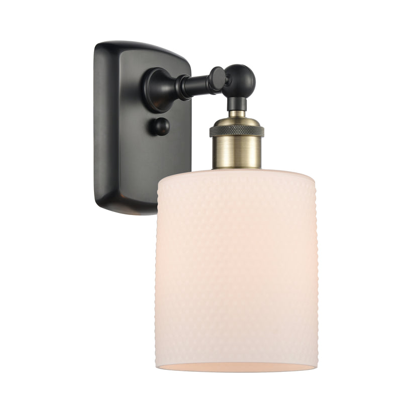 Cobbleskill Sconce shown in the Black Antique Brass finish with a Matte White shade