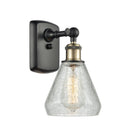 Conesus Sconce shown in the Black Antique Brass finish with a Clear Crackle shade